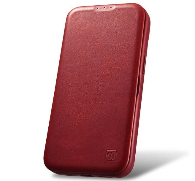 Θήκη iPhone 14 Pro Max iCarer Curved Edge Leather Folio with Magsafe Δερμάτινη Flip με MagSafe - Red (KJI14220704-RD)
