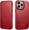 Θήκη iPhone 14 Pro Max iCarer Curved Edge Leather Folio with Magsafe Δερμάτινη Flip με MagSafe - Red (KJI14220704-RD)
