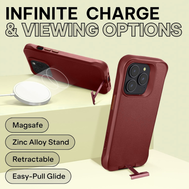 Θήκη iPhone 14 Pro Oakshield Σκληρή με MagSafe & KickStand - Dark Red (OAK000038FU003C)