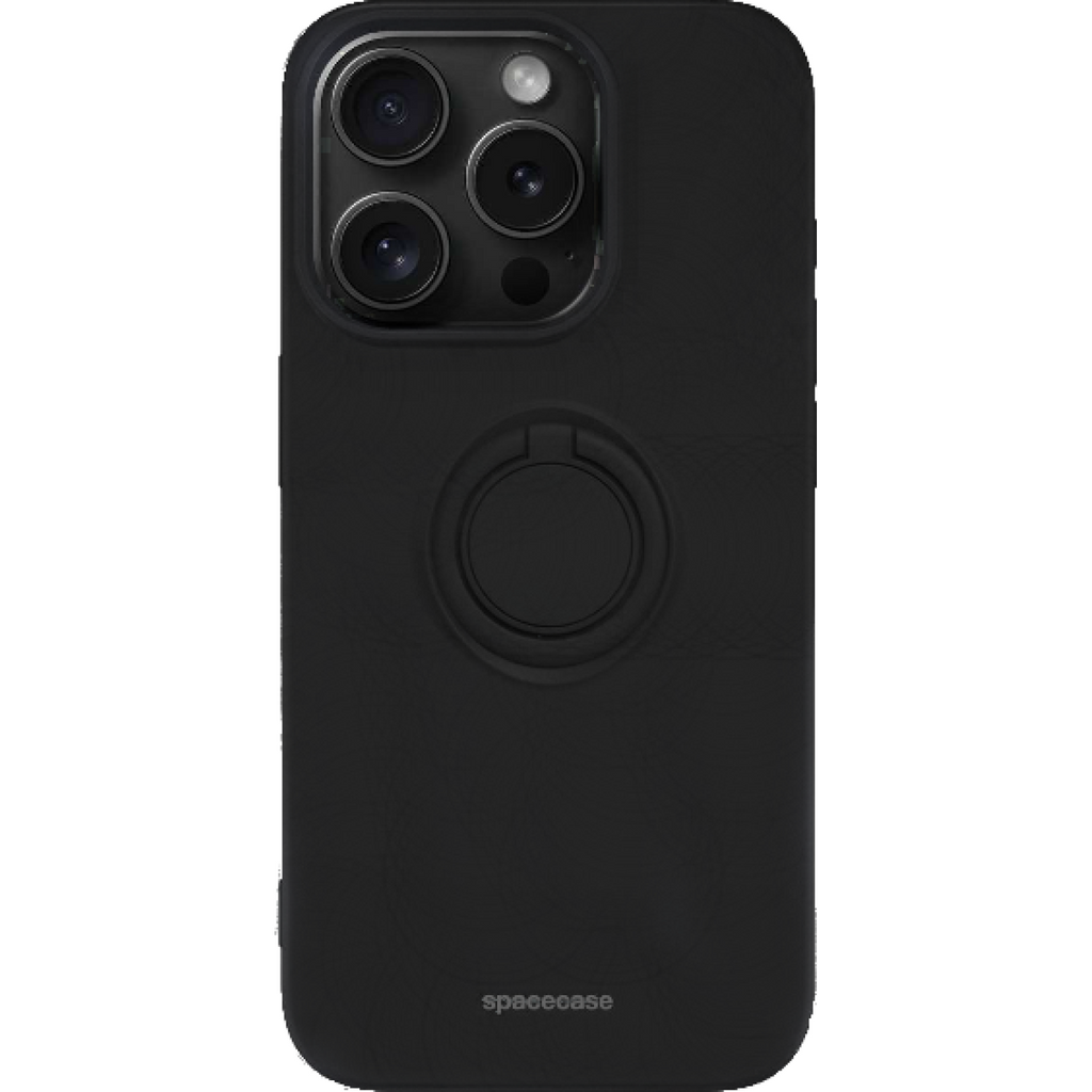 Θήκη iPhone 14 Pro Spacecase Silicone Ring Σιλικόνης με Μεταλλικό Μαγνητικό Ring Holder - Black (5905719013530)