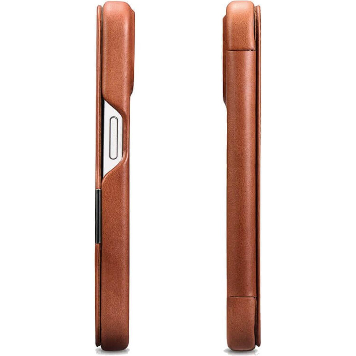 Θήκη iPhone 15 iCarer Vintage Series Side-Open Flip Σκληρή Δερμάτινη με MagSafe - Retro Brown (WMI15230613-SN)