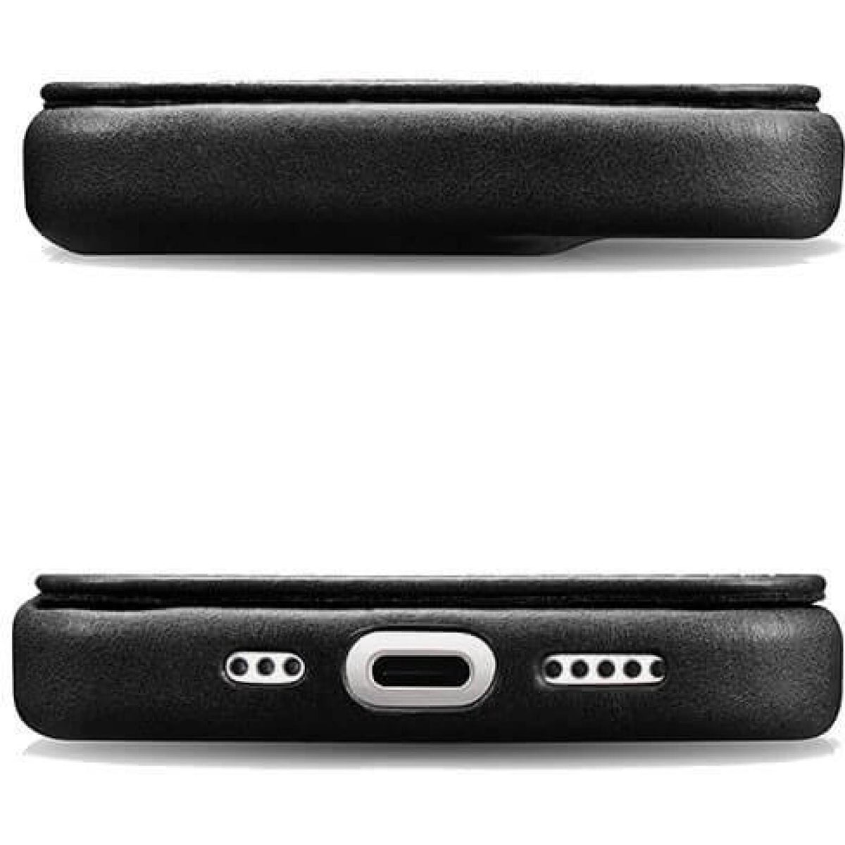 Θήκη iPhone 15 Pro iCarer Vintage Series Side-Open Flip Σκληρή Δερμάτινη με MagSafe - Black (WMI15230614-BK)