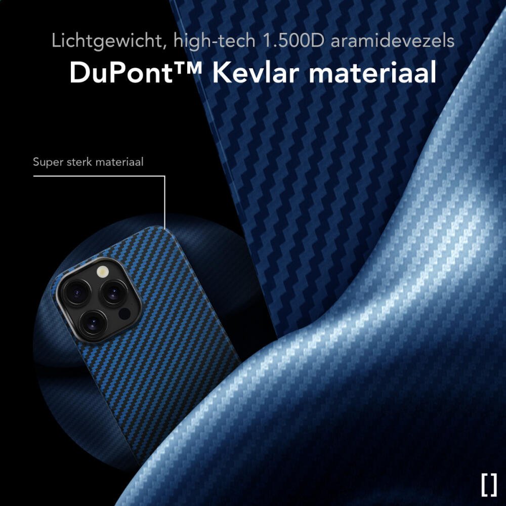 Θήκη iPhone 15 Pro Max Nekit Fiber Σκληρή με MagSafe Aramid Fiber 1mm 1500D Kevlar - Blue (8719246469596)