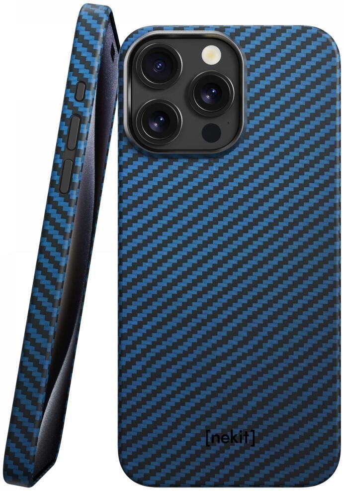 Θήκη iPhone 15 Pro Max Nekit Fiber Σκληρή με MagSafe Aramid Fiber 1mm 1500D Kevlar - Blue (8719246469596)