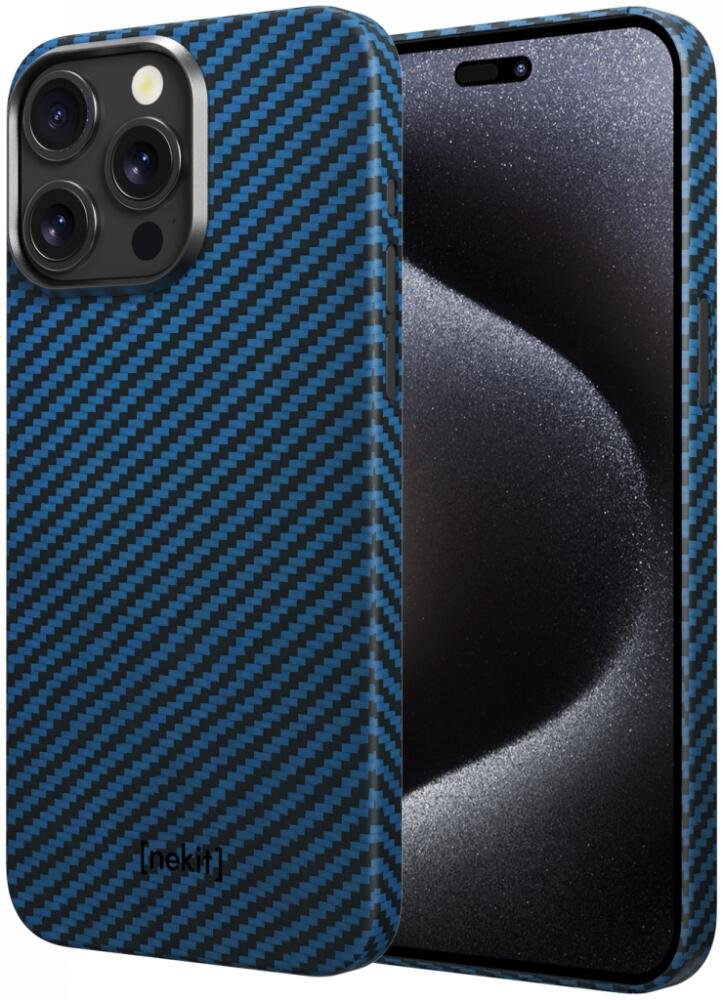 Θήκη iPhone 15 Pro Nekit Fiber Σκληρή με MagSafe Aramid Fiber 1mm 1500D Kevlar - Blue (8719246469602)