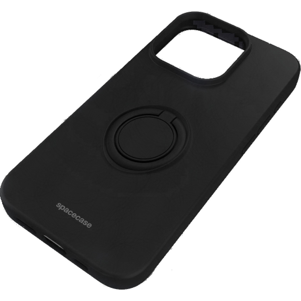 Θήκη iPhone 15 Pro Spacecase Silicone Ring Σιλικόνης με Μεταλλικό Μαγνητικό Ring Holder - Black (5905719103842)