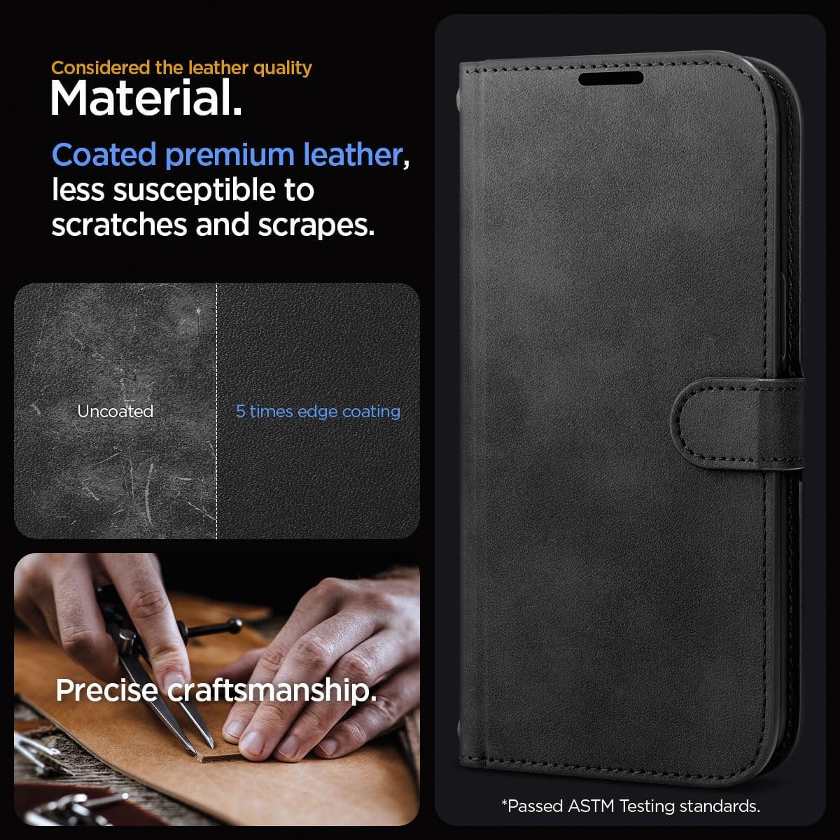 Θήκη iPhone 15 Pro Spigen Wallet S Pro Ανθεκτικό Πορτοφόλι με Αποσπώμενο Λουράκι Χειρός / Λαιμού - Black (ACS06740)