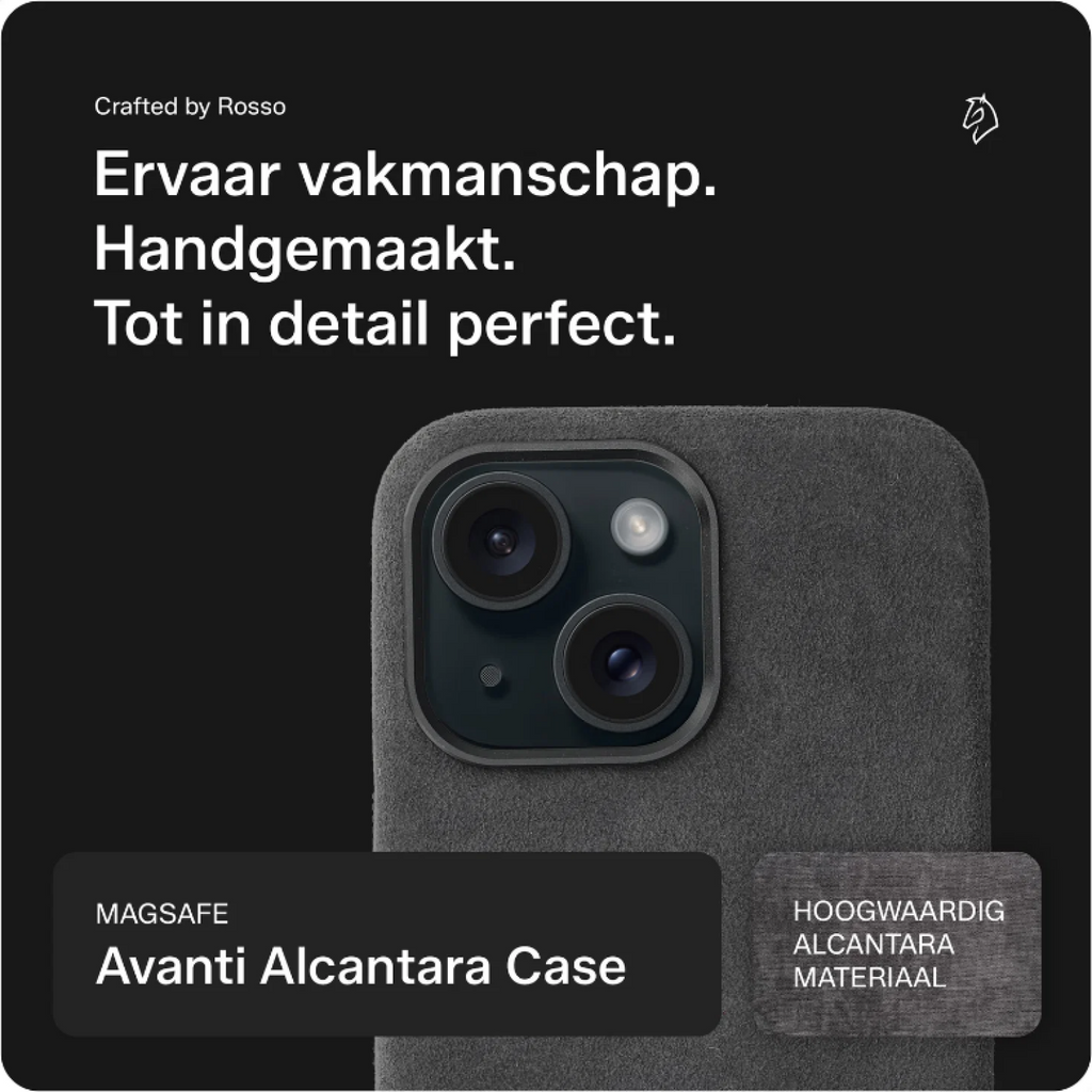 Θήκη iPhone 15 Rosso Avanti Back Cover από Premium Alcantara με MagSafe - Gray (8719246549762)