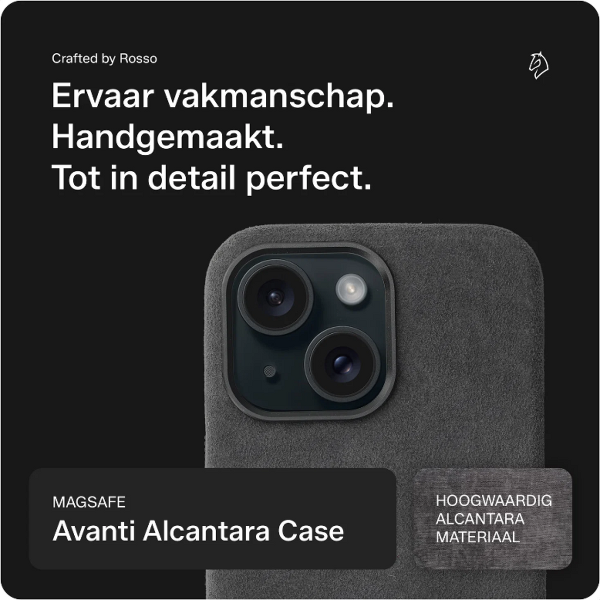 Θήκη iPhone 15 Rosso Avanti Back Cover από Premium Alcantara με MagSafe - Gray (8719246549762)