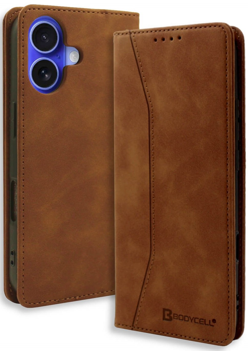 Θήκη iPhone 16 Bodycell Book Case Πορτοφόλι - Brown (5206015079610)