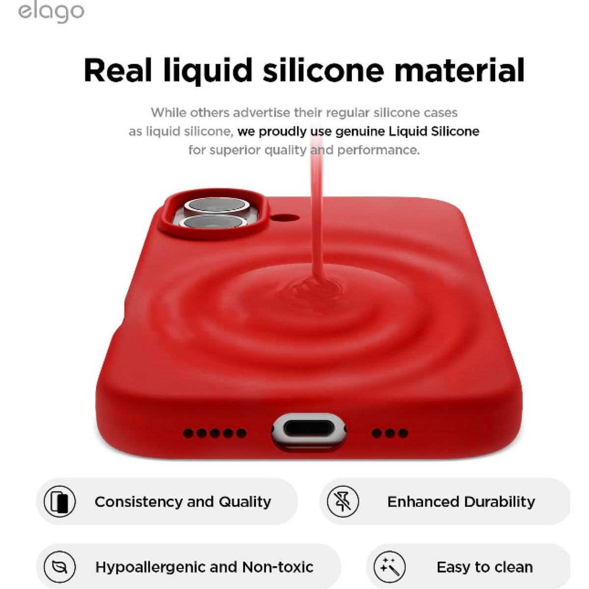 Θήκη iPhone 16 Elago Silicone Case Premium Σιλικόνης - Red (ES16SC61-RD)
