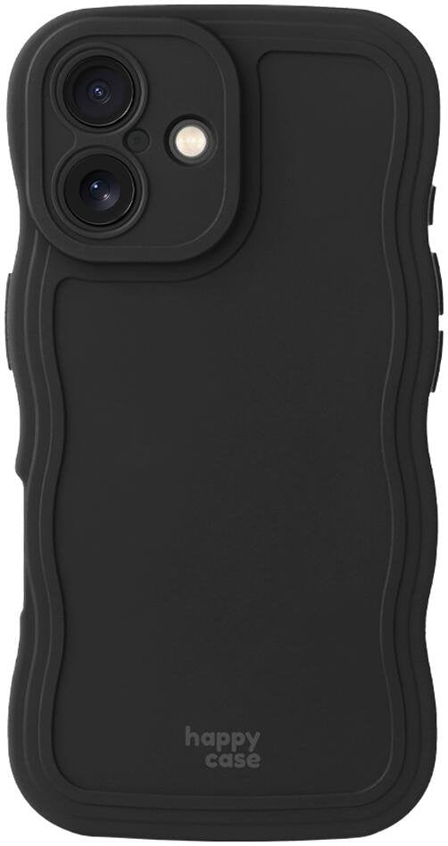 Θήκη iPhone 16 HappyCase Wavy Σιλικόνης - Black (8719246471568)