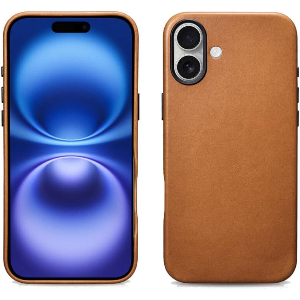 Θήκη iPhone 16 iCarer Leather Back Case With Camera Button Δερμάτινη με MagSafe & Πλαίσιο Κάμερας - Camel Tan (WMI16240701-TN