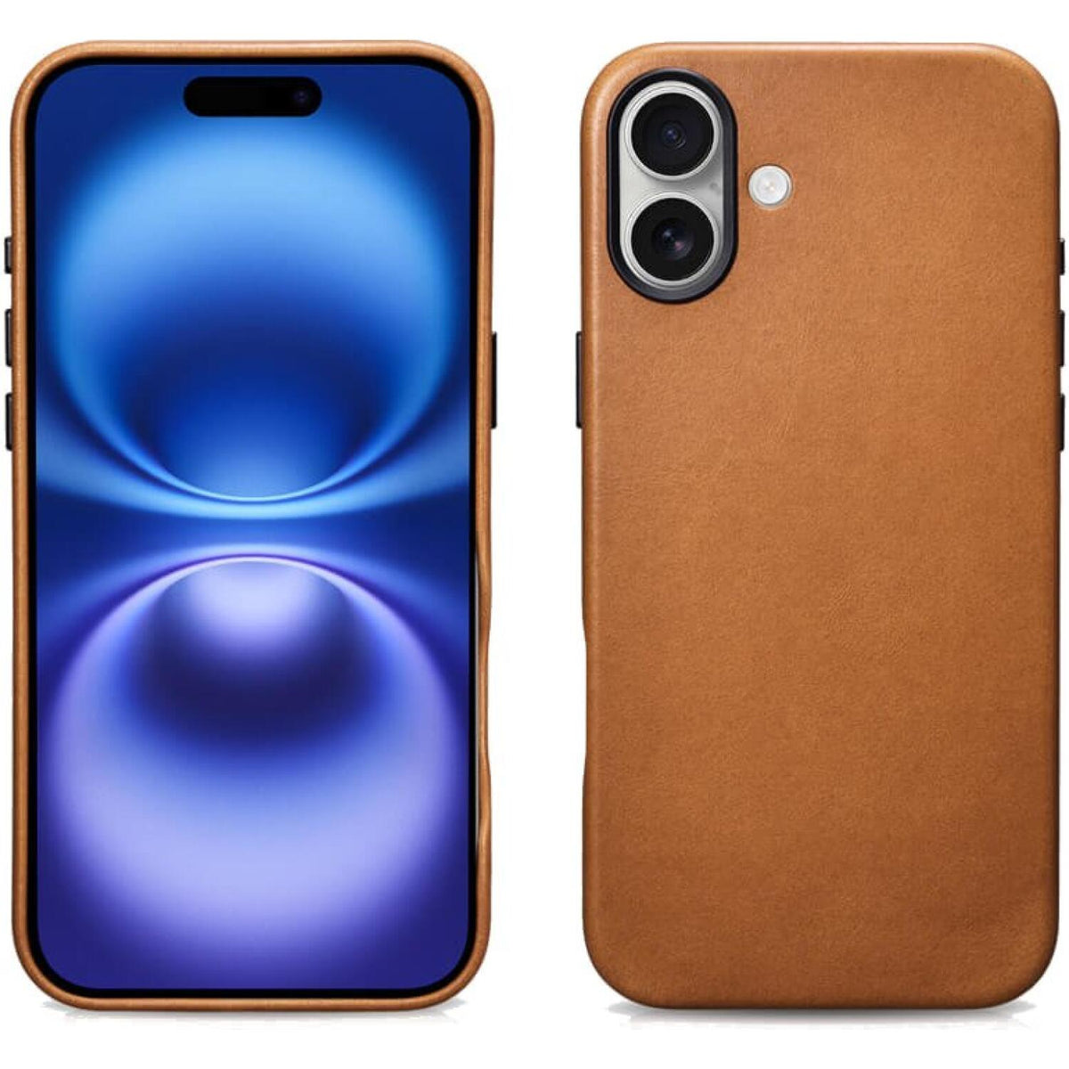 Θήκη iPhone 16 iCarer Leather Back Case With Camera Button Δερμάτινη με MagSafe & Πλαίσιο Κάμερας - Camel Tan (WMI16240701-TN