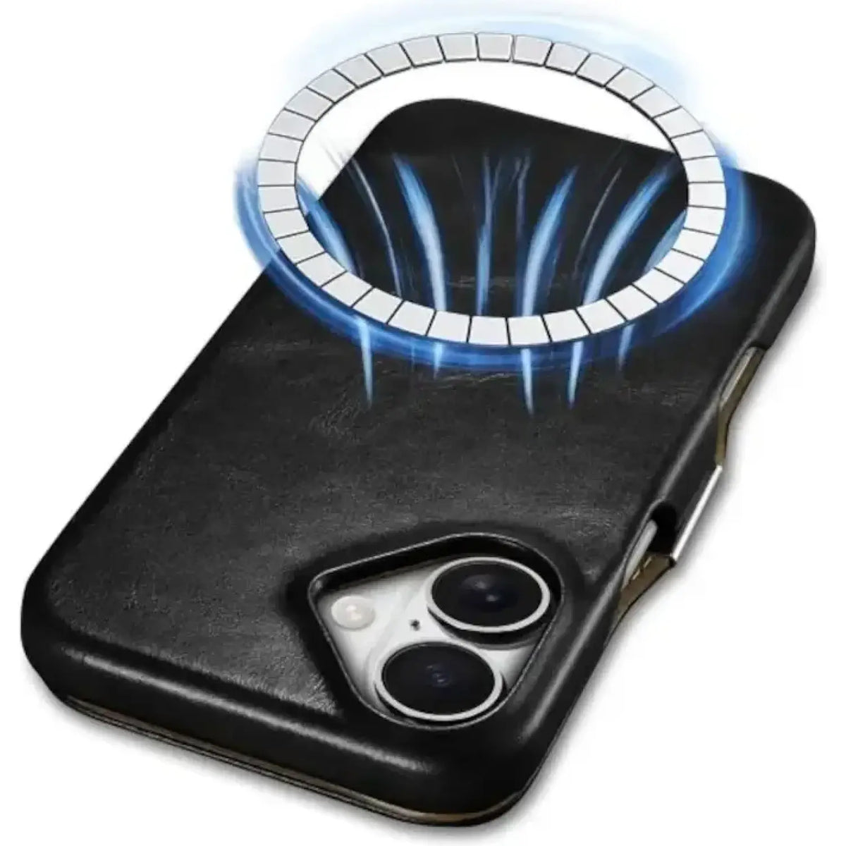 Θήκη iPhone 16 iCarer Vintage Series Side-Open Flip Σκληρή Δερμάτινη με MagSafe - Black (WMI16240713-BK)