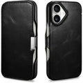 Θήκη iPhone 16 iCarer Vintage Series Side-Open Flip Σκληρή Δερμάτινη με MagSafe - Black (WMI16240713-BK)