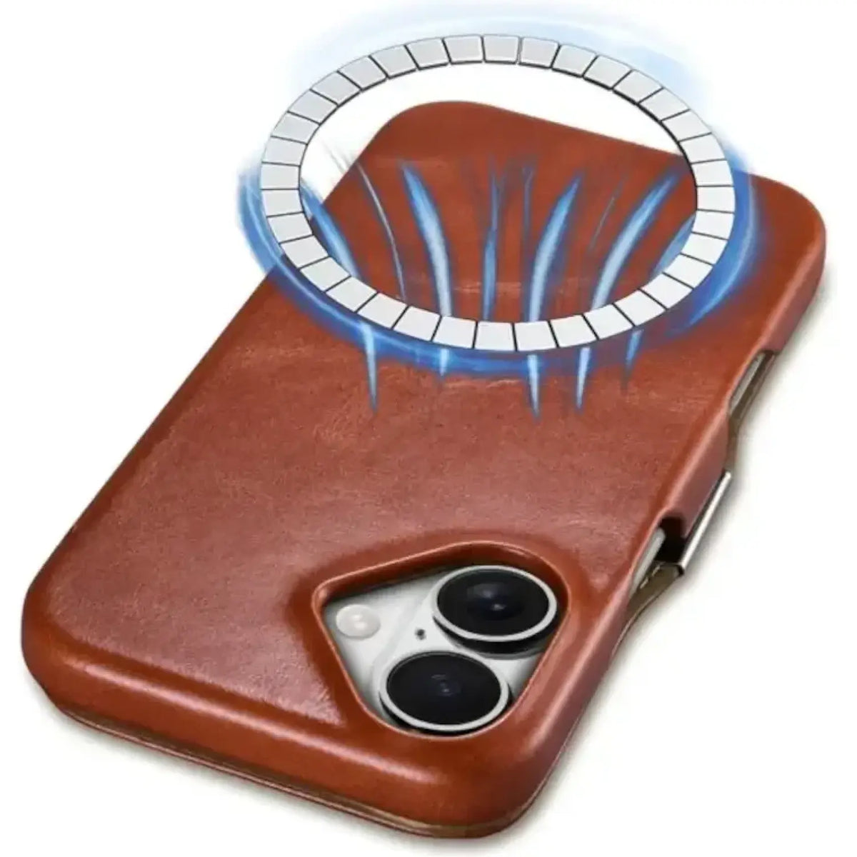 Θήκη iPhone 16 iCarer Vintage Series Side-Open Flip Σκληρή Δερμάτινη με MagSafe - Retro Brown (WMI16240713-SN)