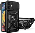 Θήκη iPhone 16 Plus Bodycell Armor Slide Ανθεκτική με Κάλυμμα για την Κάμερα & Μεταλλικό Ring Holder - Black (5206015078972)