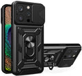 Θήκη iPhone 16 Pro Bodycell Armor Slide Ανθεκτική με Κάλυμμα για την Κάμερα & Μεταλλικό Ring Holder - Black (5206015079061)