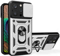 Θήκη iPhone 16 Pro Bodycell Armor Slide Ανθεκτική με Κάλυμμα για την Κάμερα & Μεταλλικό Ring Holder - Silver (5206015080067)