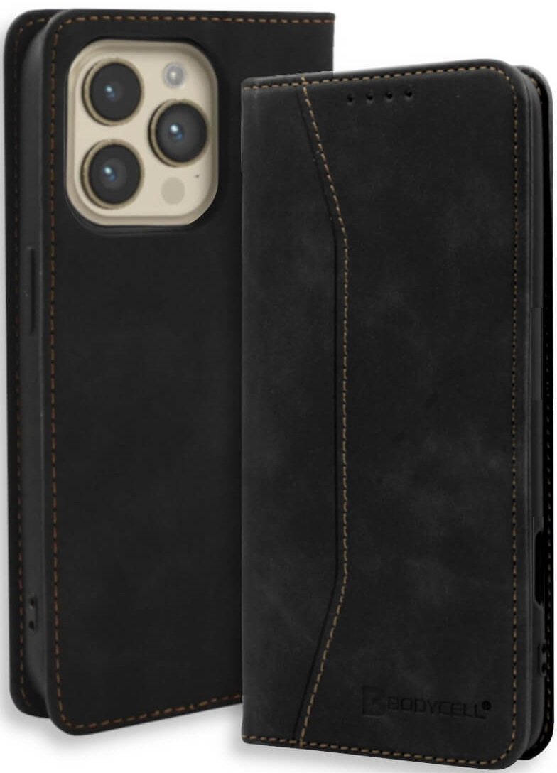 Θήκη iPhone 16 Pro Bodycell Book Case Πορτοφόλι - Black (5206015079702)