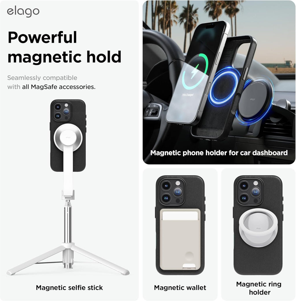 Θήκη iPhone 16 Pro Elago Magnetic Leather από Vegan Δέρμα με MagSafe - Black (ES16MSLE63PRO-BK)