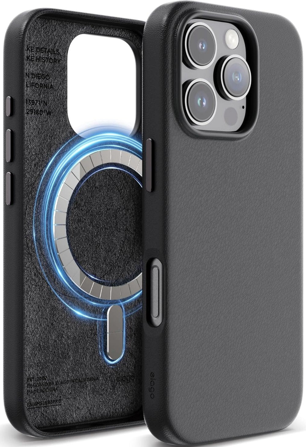 Θήκη iPhone 16 Pro Elago Magnetic Leather από Vegan Δέρμα με MagSafe - Black (ES16MSLE63PRO-BK)