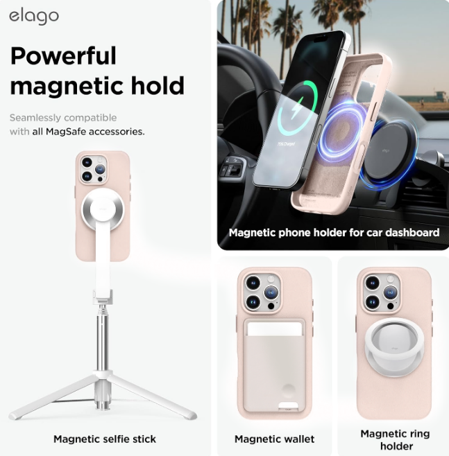 Θήκη iPhone 16 Pro Elago Magnetic Leather από Vegan Δέρμα με MagSafe - Lovely Pink (ES16MSLE63PRO-LPK)