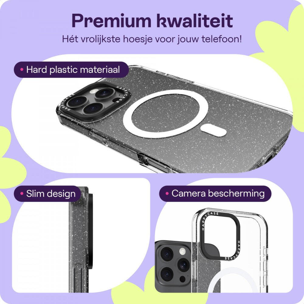 Θήκη iPhone 16 Pro HappyCase Joy Διάφανη Σκληρή με MagSafe - Sparkle Glitter (8719246462337)