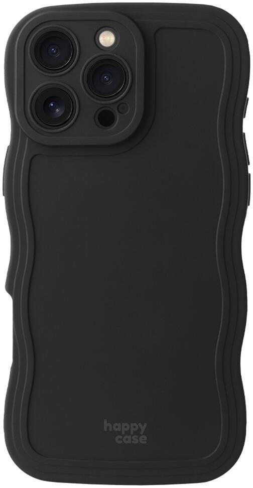 Θήκη iPhone 16 Pro HappyCase Wavy Σιλικόνης - Black (8719246471582)