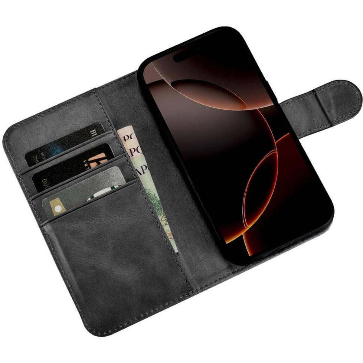 Θήκη iPhone 16 Pro iCarer Leather Detachable 2 in 1 Wallet Δερμάτινο Πορτοφόλι με RFID & MagSafe - Black (WMI16240720-BK)