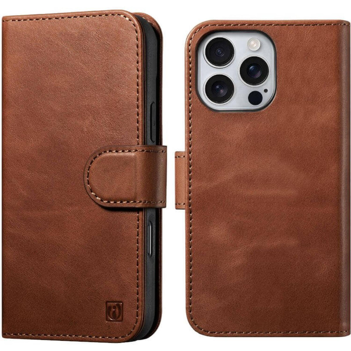Θήκη iPhone 16 Pro iCarer Leather Detachable 2 in 1 Wallet Δερμάτινο Πορτοφόλι με RFID & MagSafe - Retro Brown (WMI16240720-S