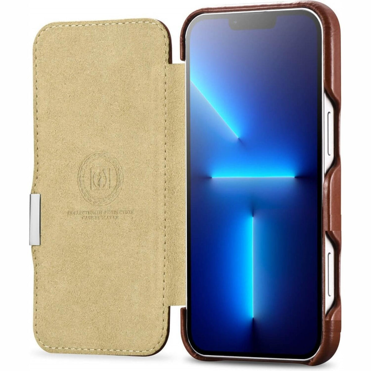 Θήκη iPhone 16 Pro iCarer Vintage Series Side-Open Flip Σκληρή Δερμάτινη με MagSafe - Retro Brown (WMI16240714-SN)