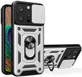 Θήκη iPhone 16 Pro Max Bodycell Armor Slide Ανθεκτική με Κάλυμμα για την Κάμερα & Μεταλλικό Ring Holder - Silver (52060150800