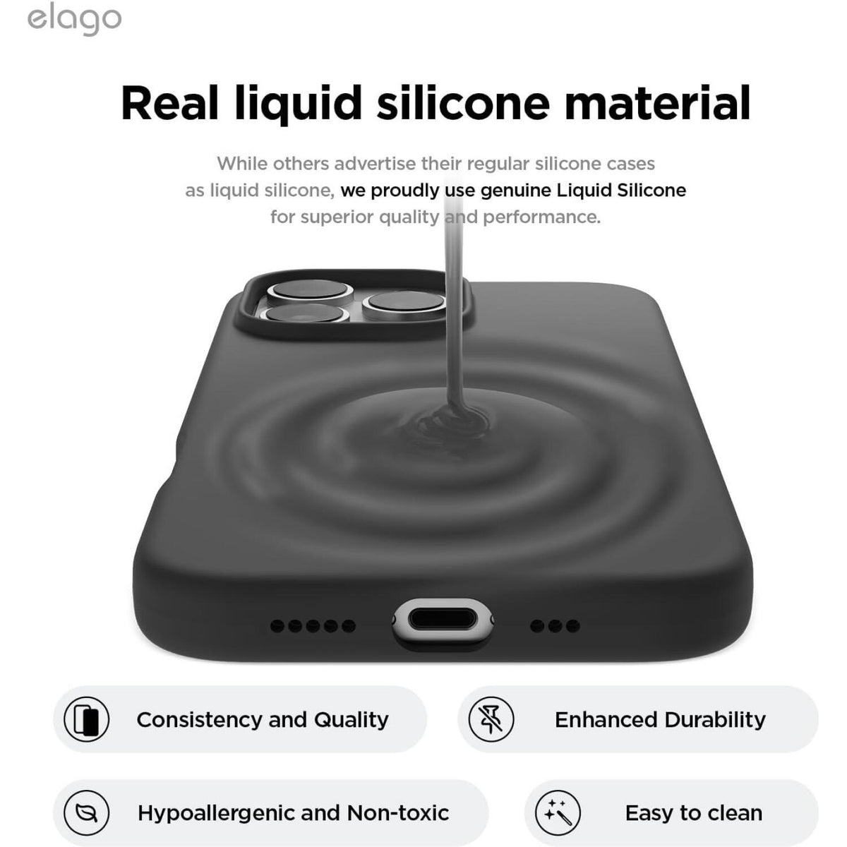 Θήκη iPhone 16 Pro Max Elago Silicone Case Premium Σιλικόνης - Black (ES16SC69PRO-BK)