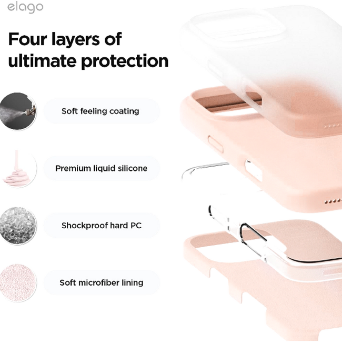 Θήκη iPhone 16 Pro Max Elago Silicone Case Premium Σιλικόνης - Lovely Pink (ES16SC69PRO-LPK)