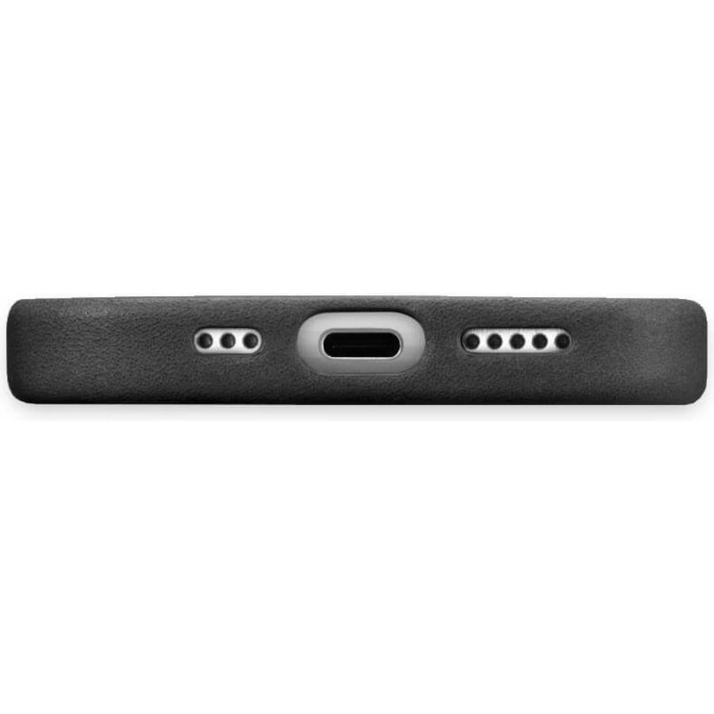 Θήκη iPhone 16 Pro Max iCarer Leather Back Case With Camera Button Δερμάτινη με MagSafe & Μεταλλικό Πλαίσιο Κάμερας - Black (