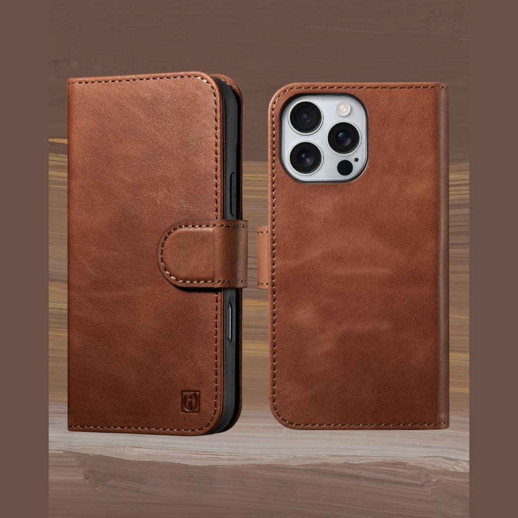Θήκη iPhone 16 Pro Max iCarer Leather Detachable 2 in 1 Wallet Δερμάτινο Πορτοφόλι με RFID & MagSafe - Retro Brown (WMI162407