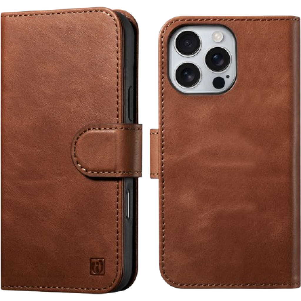 Θήκη iPhone 16 Pro Max iCarer Leather Detachable 2 in 1 Wallet Δερμάτινο Πορτοφόλι με RFID & MagSafe - Retro Brown (WMI162407