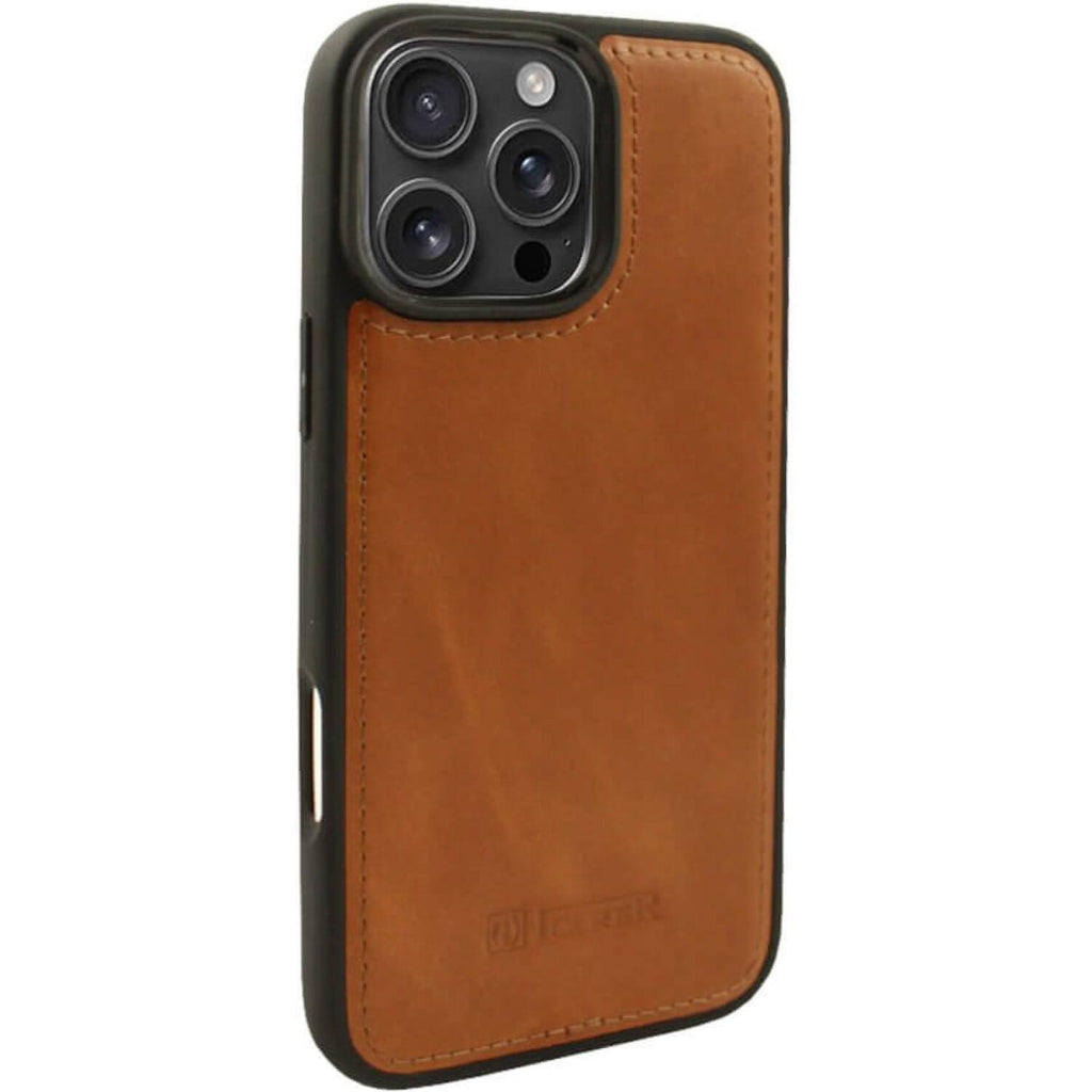 Θήκη iPhone 16 Pro Max iCarer Leather TPU Back Cover Δερμάτινη με TPU Bumper & MagSafe - Camel Tan (WMI16250901-LN)