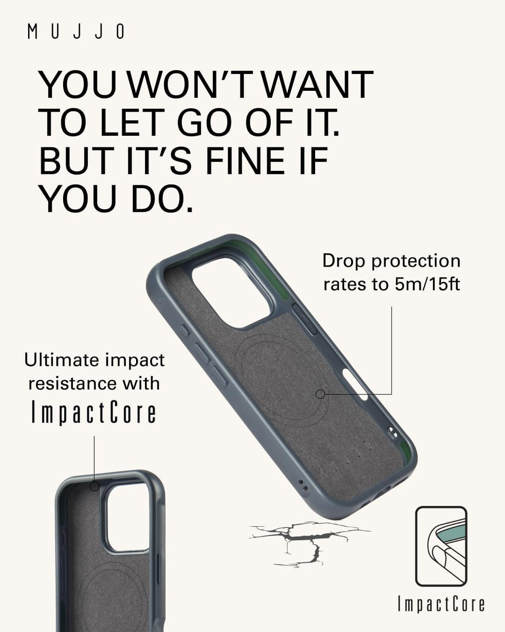 Θήκη iPhone 16 Pro Max MUJJO Shield Case Ανθεκτική Δερμάτινη με MagSafe - Steel Blue (MUJJO-CL-057-SB)