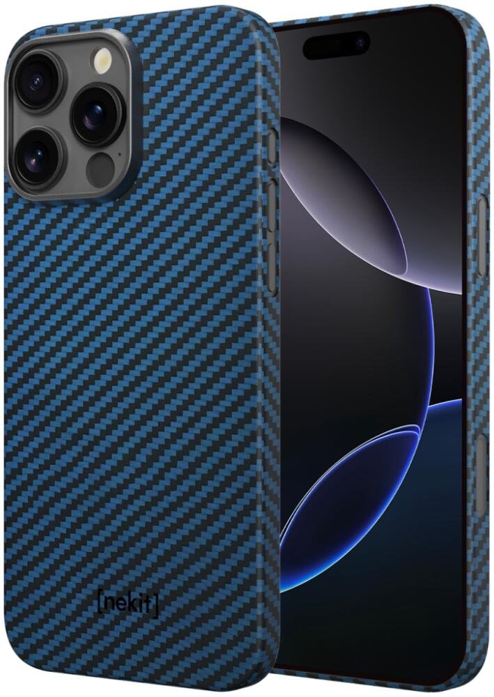 Θήκη iPhone 16 Pro Max Nekit Fiber Σκληρή με MagSafe Aramid Fiber 1mm 1500D Kevlar - Blue (8719246469558)