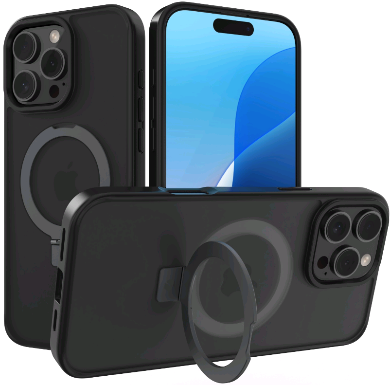 Θήκη iPhone 16 Pro Max Spacecase Ring Pro Mag Σκληρή με MagSafe & KickStand - Black (5905719112226)