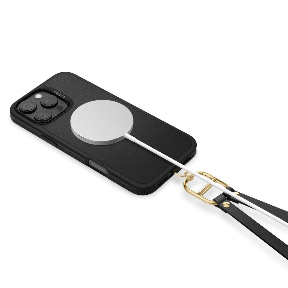 Θήκη iPhone 16 Pro Max Spigen Cyrill Kajuk Mag Classic Charm με Λουράκι Λαιμού / Χειρός & MagSafe - Black (ACS08400)