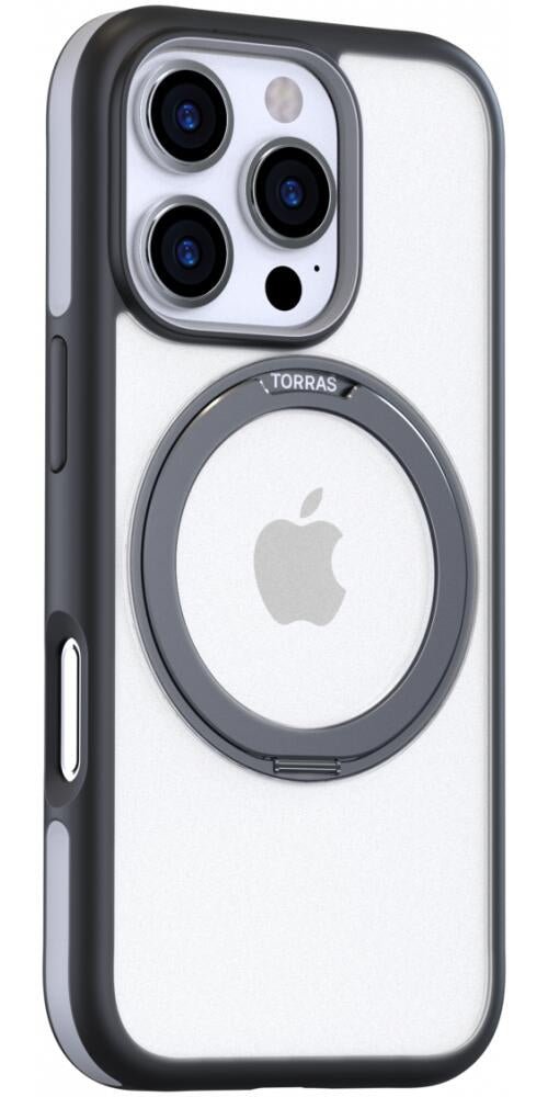 Θήκη iPhone 16 Pro Max Torras Ostand R Fusion Διάφανη Ανθεκτική με MagSafe & KickStand - Black (6970592331742)