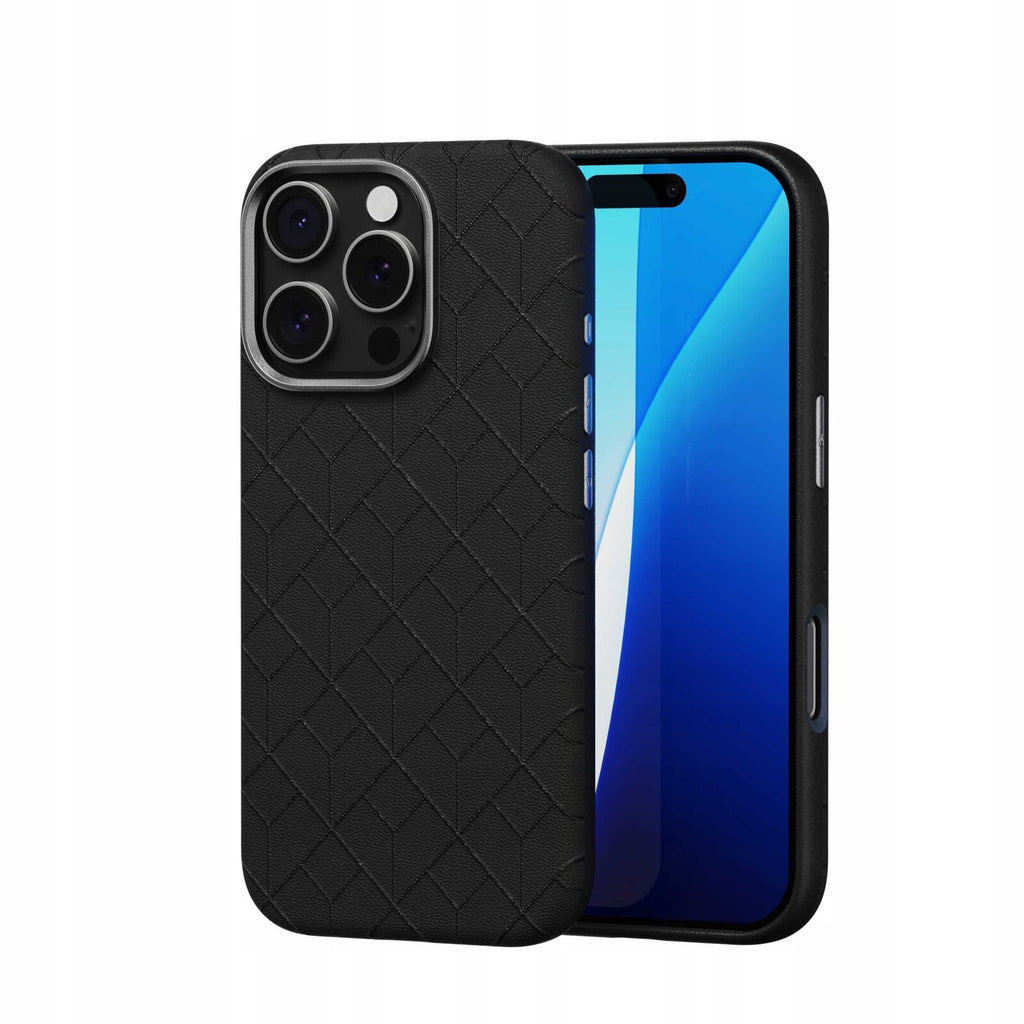 Θήκη iPhone 16 Pro Spacecase Classy Mag Σκληρή από Οικολογικό Δέρμα με MagSafe - Black (5905719112103)