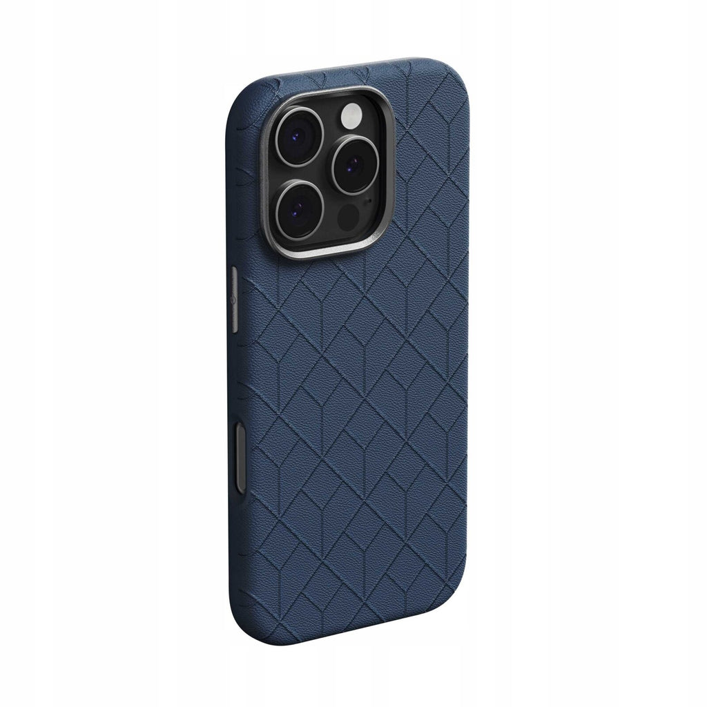 Θήκη iPhone 16 Pro Spacecase Classy Mag Σκληρή από Οικολογικό Δέρμα με MagSafe - Dark Blue (5905719112110)