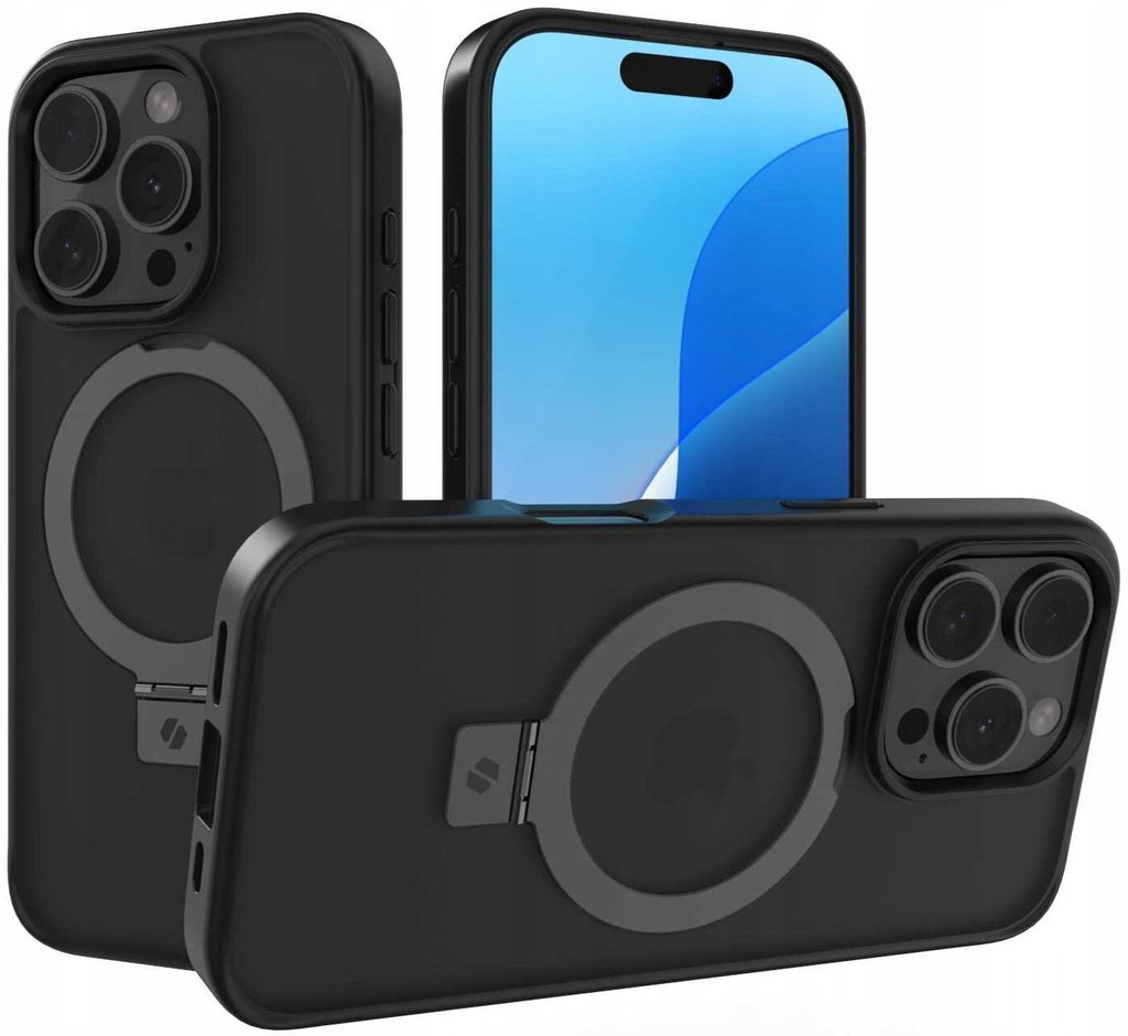 Θήκη iPhone 16 Pro Spacecase Ring Pro Mag Σκληρή με MagSafe & KickStand - Black (5905719112202)