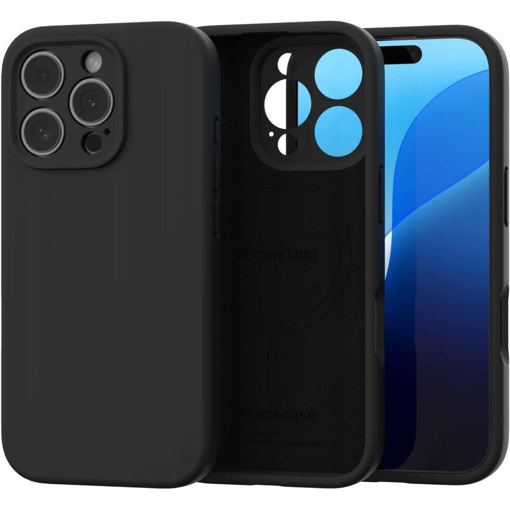 Θήκη iPhone 16 Pro Spacecase Silicone Mag Case Σιλικόνης με MagSafe - Black (5905719137915)