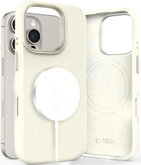 Θήκη iPhone 16 Pro Tech-Protect Silicone Pure MagSafe Σιλικόνης με MagSafe - Cosmic Latte (5906302372584)